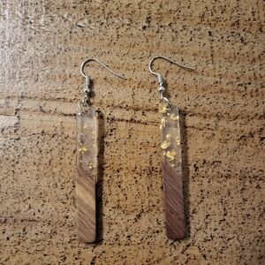 Stylish Gold and Brown Long Earrings